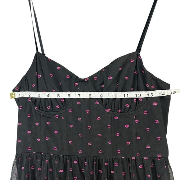 Betsey Johnson Black and Pink Polka Dot Midi Dress - Picture 8 of 16